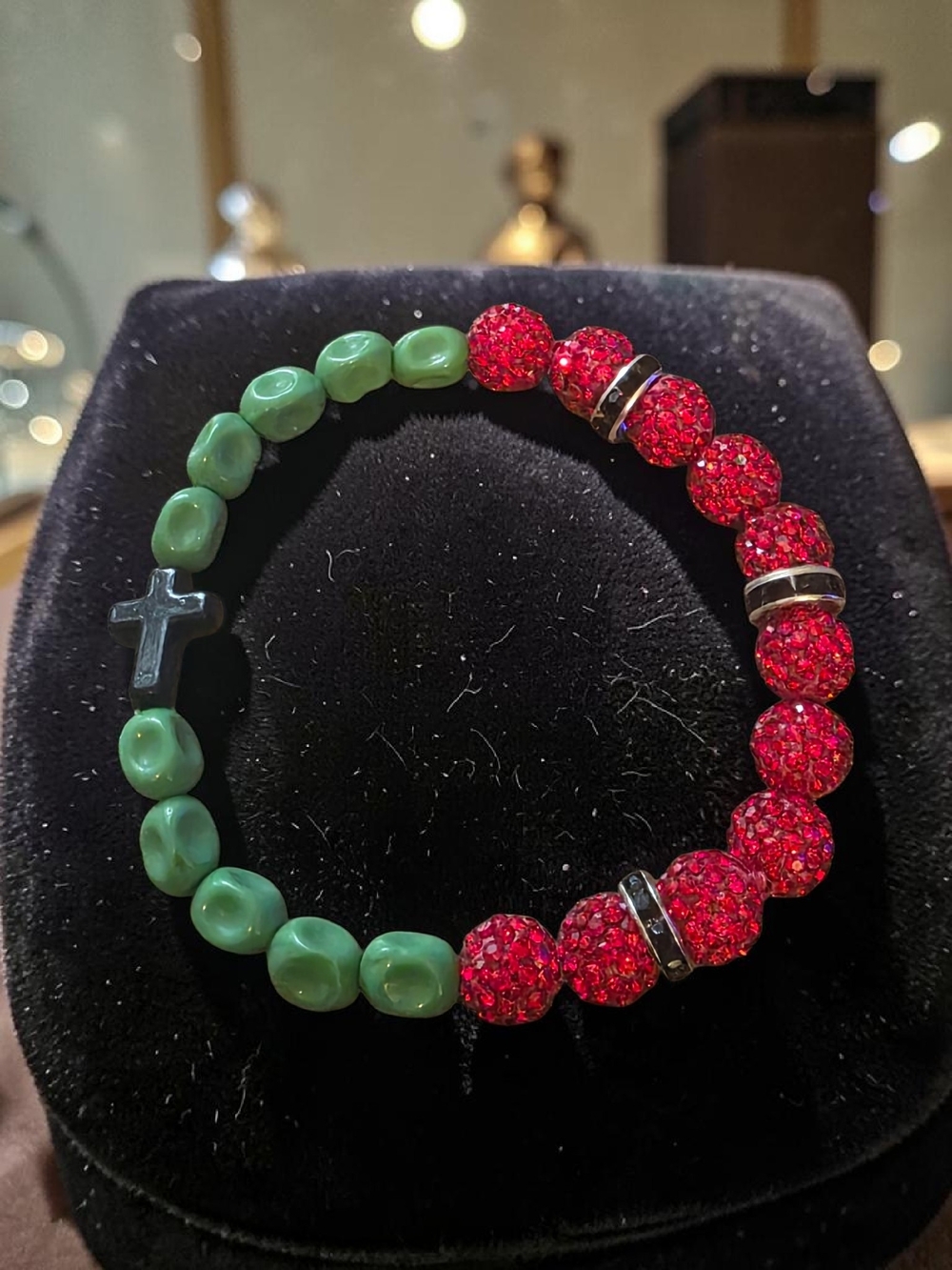 Red Lava Rock Green Watermelon Stretch Bracelet Style & Stone